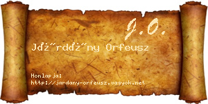 Járdány Orfeusz névjegykártya